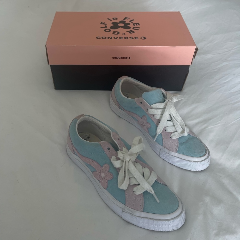 Golf le Fleur blue and pink converse colab